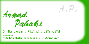 arpad pahoki business card